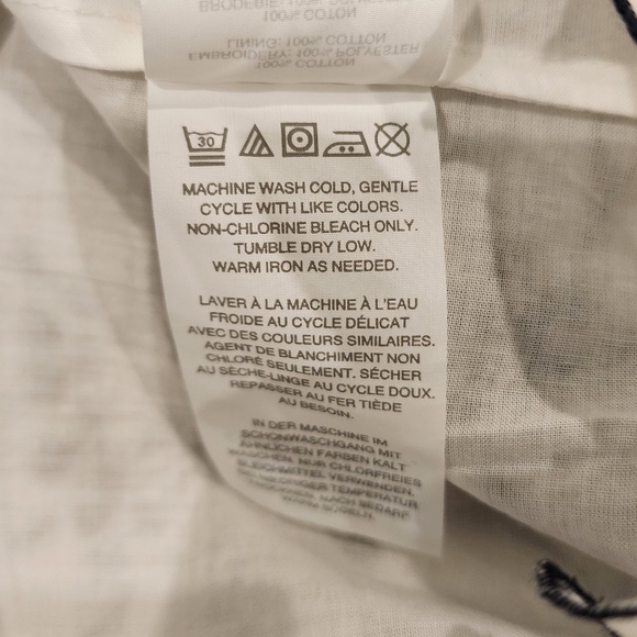 J. CREW Embroidered Floral Top G8414 White & Navy Size Small Sleeveless Lined - Picture 8 of 11